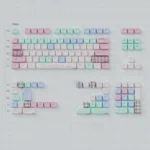 Whimsical Cheese Bunny PBT keycaps in an MOA profile, showcasing playful cartoon rabbits and cheese on durable pastel PBT plastic.