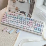Charming Cheese Bunny Keycaps set, showcasing playful cartoon rabbits and cheese on durable PBT+PC, with a whimsical MOA profile.