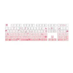 Ethereal luminous gradient pink cherry blossom PBT keycaps set, showcasing translucent crystal-like backlighting for a serene spring aesthetic.