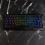 Frost Cold & Dark Night Cherry backlit keycap set from multiple views, showcasing sleek dark aesthetic and large, illuminated legends.