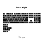 Frost Cold & Dark Night Cherry keycap set featuring large, illuminated legends for superior clarity and a sleek, premium aesthetic.