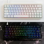 Premium Frost Cold & Dark Night Cherry keycap set with large, bold backlit legends, offering sleek dark aesthetics and superior clarity.