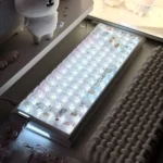 Playful Chiikawa Joke Bear PC Cherry Keycaps Set, showing multiple angles of its charming translucent PC, cute character art, and subtle texture.