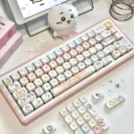 Exclusive Chiikawa MOA Keycaps set featuring whimsical characters in a smooth, refined jade-like translucent finish, perfect for premium mechanical keyboard.