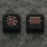 A premium Claude AI & Mascot Clawd keycap, showcasing the detailed zinc alloy Claude AI crab mascot with a radiant metallic finish on a mechanical keyboard.