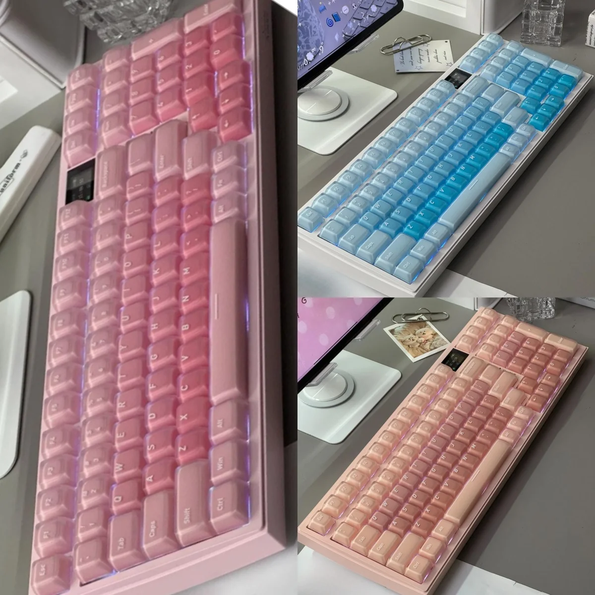 Premium Cream Pastel Keycap Set showcasing jelly-like appearance. This soft pastel keycap set enhances any keyboard with its creamy aesthetic.
