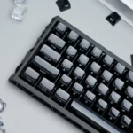 Celestial Crystal Jelly Starry Keycap Set, featuring a deep black, crystal-clear, jelly-like finish, cosmic starlight, and elegant ASA profile.