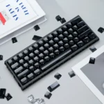 Premium Celestial Crystal Jelly Starry Keycap Set showcasing its elegant ASA profile. Deep black, crystal-clear, jelly-like finish.