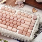 Liquid Foundation CSA keycaps set, showcasing various angles of the unique cosmetic and dessert-themed spherical profile with soft.