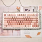 Liquid Foundation CSA keycaps set, featuring soft pastel cosmetic & dessert themes. Ergonomic CSA spherical design.