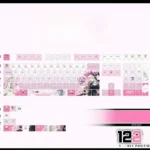 Elaina Keycaps Set PBT backlit set gallery, displaying whimsical anime designs and vibrant magical light transmission from multiple artistic perspectives view.