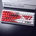 Detailed views of the premium Faker T1 Esports PBT keycap set from various angles, highlighting sleek side-engraved legends and iconic T1 branding.
