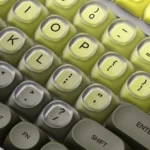 Detailed view of the Enchanting Forest Keycap Set, showcasing its serene nature patterns, tranquil greens, and earthy tones for an immersive mechanical keyboard.
