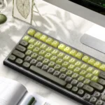 Enchanting Forest Keycap Set, an immersive mechanical keyboard accessory displaying serene nature patterns in tranquil greens and earthy tones.