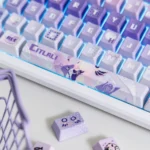 A vibrant Genshin Impact Citlali PBT keycap set, showing detailed close-ups and various artistic angles of the Teyvat Portal design.