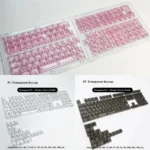 Glacier Crystal Side-Printed Keycaps set, showcasing their luminous transparency and minimalist side legends, perfect for vibrant RGB lightning.