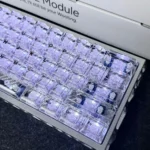 Glacier Crystal Top-Printed Keycaps PC Set showcased from multiple angles, highlighting the elegant transparent design and pristine crystal finish.