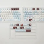 Gourmet Sea Salt Choco MOA Keycap Set, viewed from a unique angle, highlighting rich chocolate shades and delicate sea salt textures for a premium keyboard.