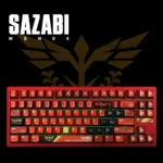 Gundam MSN-04 Sazabi Keycaps Set with premium metallic PBT finish, showcasing iconic mecha design and intricate dye-sublimated details.