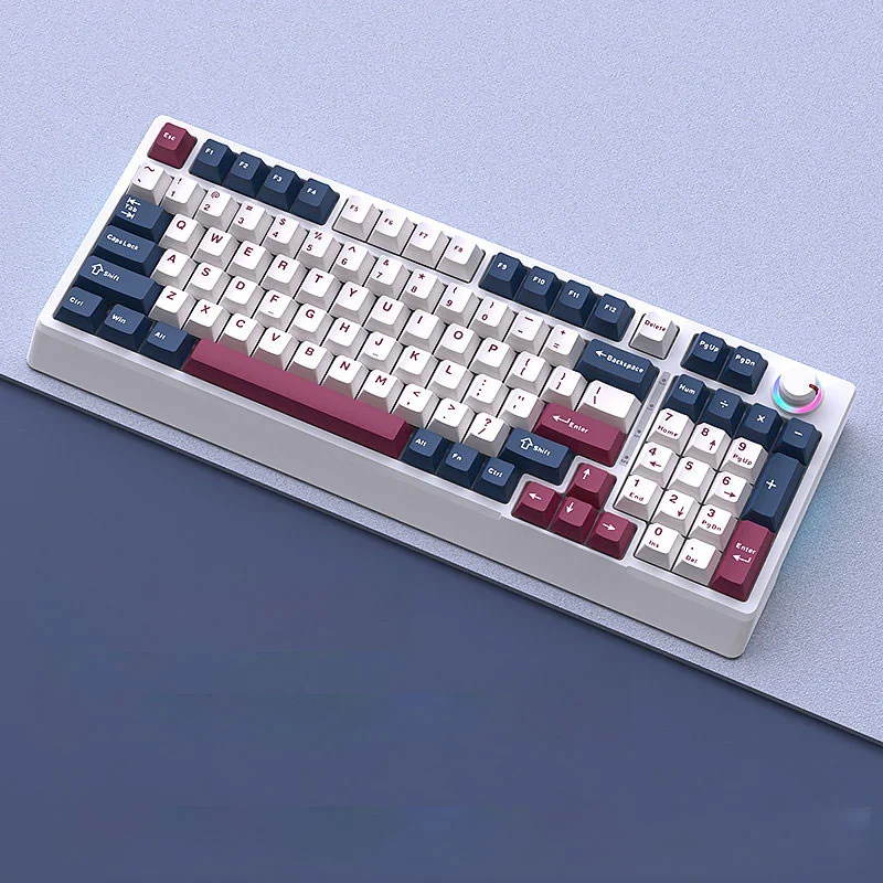 H98 Blue Rose Mecha Tri-Mode Hot-Swappable RGB Mechanical Keyboard, showcasing its dynamic aesthetic with elegant blue rose accents and vibrant RGB.