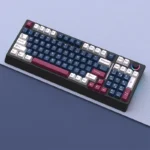 H98 Blue Rose Mecha Tri-Mode Hot-Swappable RGB Mechanical Keyboard with futuristic design, elegant blue rose keycaps, and vibrant RGB.