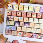 Multiple views of the exclusive Hikaru no Go Hand of God PBT keycap set, showcasing iconic anime characters and Go board aesthetics from various angles.