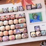 Artistic Hikaru no Go Hand of God MOG 141-key PBT keycap set, featuring intricate anime character art and elegant Go board motifs.