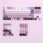 Hitachi Mako front-printed translucent PBT keycaps featuring vibrant anime character art, designed to beautifully enhance RGB keyboard lighting.