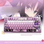 Vibrant Hitachi Mako anime art shines through translucent PBT keycaps, showcasing dynamic RGB backlighting. This artistic set unleashes anime charm.