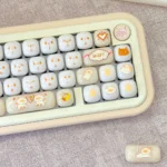Adorable Cat Keycaps, showcasing the smooth PC jelly bun aesthetic and ergonomic MOG profile from multiple playful angles.