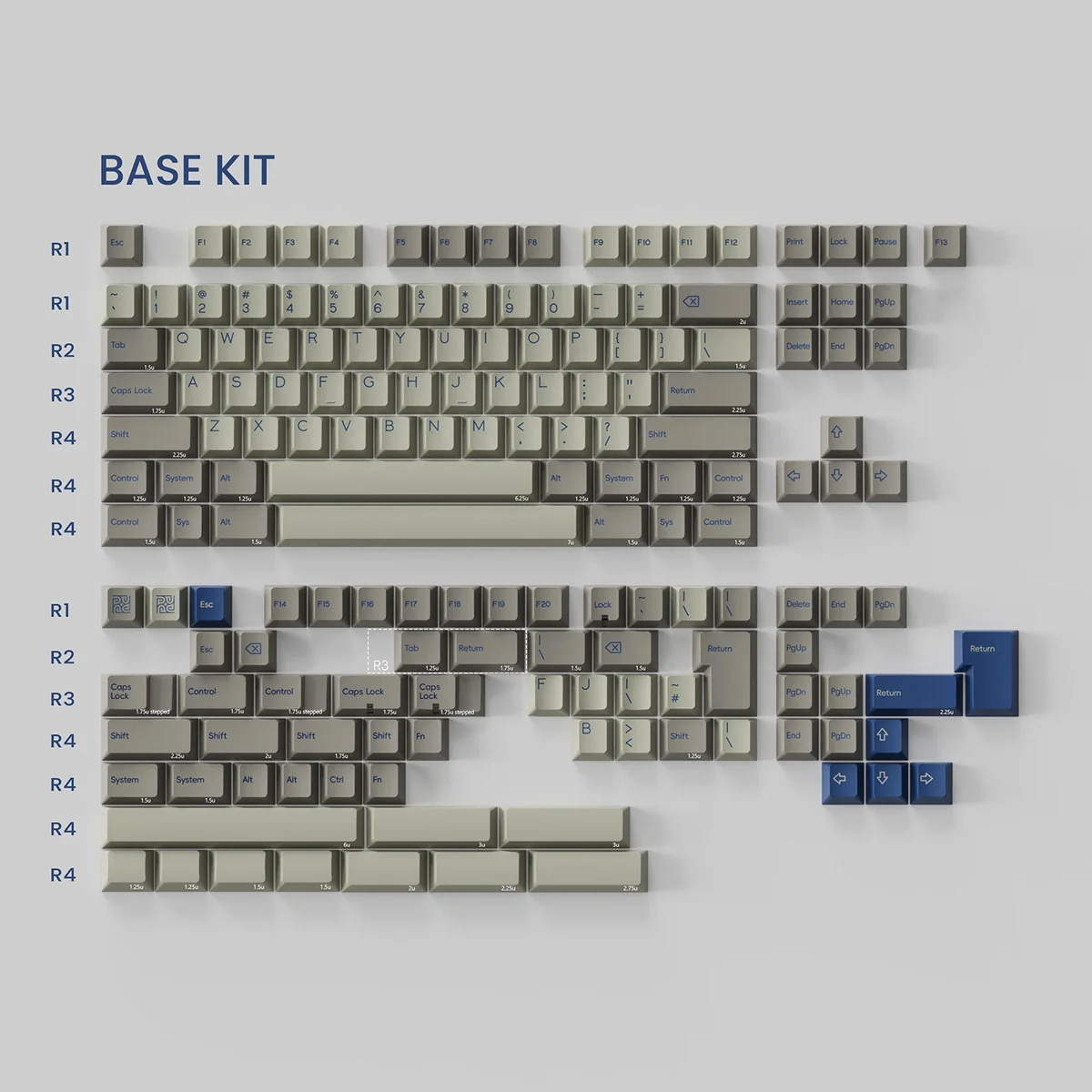 Detailed gallery images of Keystone Keycaps, revealing the luxurious glass microbead texture and refined, minimalist aesthetic.