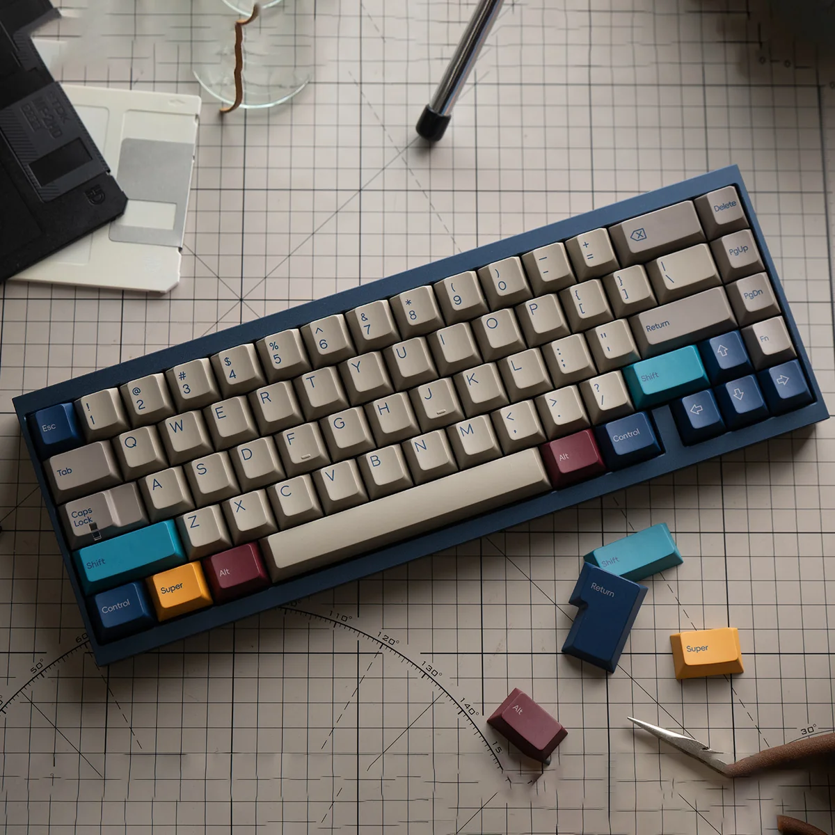 Keystone Keycaps main image, highlighting the luxurious glass microbead skin-like texture with subtle elegance and a refined, minimalist design.