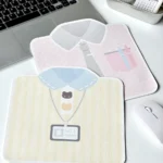 Stylish Korean mouse pad featuring a charming shirt design, playful bow ties, and cute bear motif. This anti-slip desk mat offers a premium aesthetic.