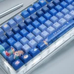 Dreamy La La Land 120-key PBT keycap set showcasing vibrant gradient colors, capturing cinematic sunsets in an original opaque style.