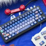 Vibrant La La Land gradient translucent PBT keycaps, Cherry profile, double-shot, 120-key set, evoking cinematic sunsets and dreamy cityscapes.