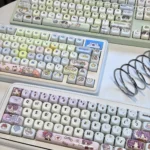 Exclusive Love and Deepspace Zayne & Rafayel & Xavier PBT Keycaps set, showcasing romantic character designs and a smooth, elegant jade-like finish.