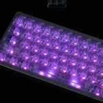 Ice Soul Luminous PC Keycaps in crystal blue, showcasing the ASA profile from multiple angles with an ethereal, translucent glow.