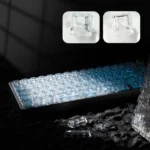 Ice Soul Luminous PC Keycaps in crystal blue ASA profile, showcased from multiple angles, highlighting their ethereal glow and translucent design.
