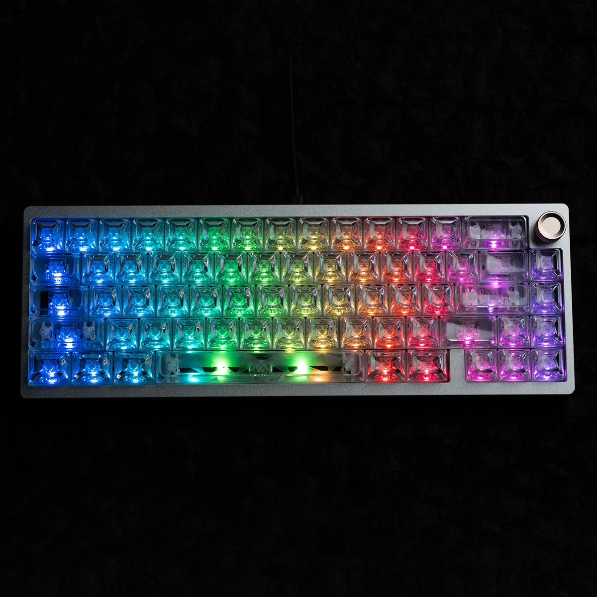 Main image of Ice Soul Crystal Blue Luminous PC Keycaps, an ASA set with a stunning, translucent crystal-clear finish and an ethereal glow.