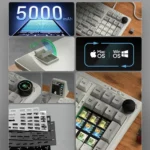 Luna Grid98 Tri-Mode Mechanical Keyboard: multiple views of its sleek modern design, customizable RGB, and smart display.