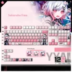 Exclusive Magical Girl PBT Shine-through Keycaps Set featuring dark fantasy anime art of Sakuraba Ema, vibrant and detailed.