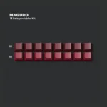 Maguro Tuna PBT Keycaps for 40s layout, displaying premium doubleshot PBT with bold red, crisp white, and deep black Japanese sushi art.