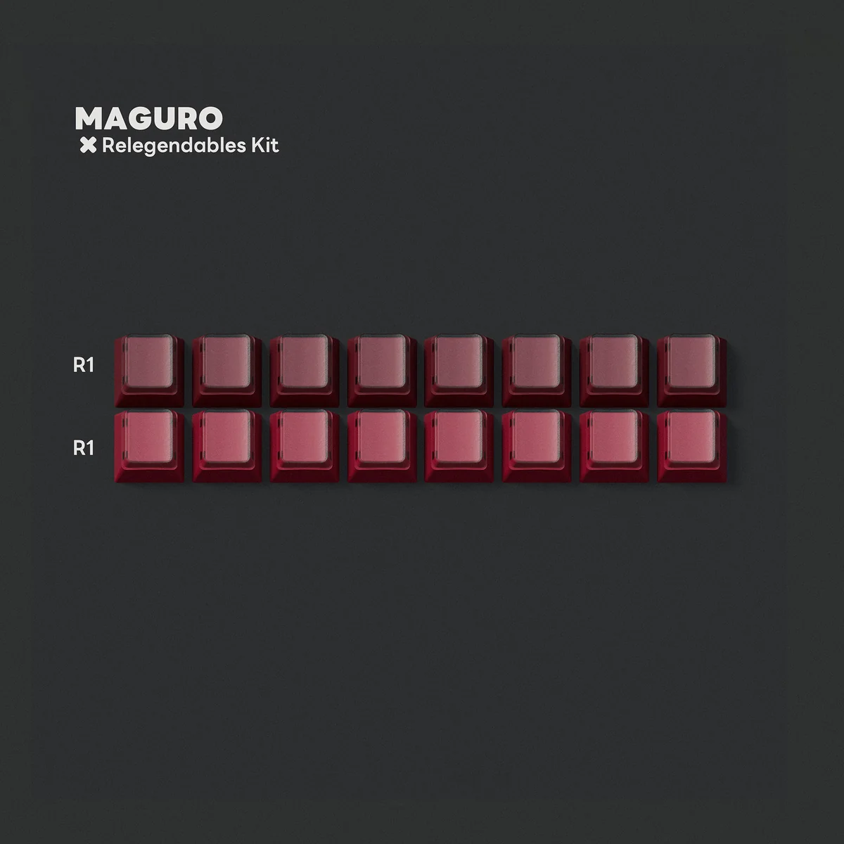 Maguro Tuna PBT Keycaps for 40s layout, displaying premium doubleshot PBT with bold red, crisp white, and deep black Japanese sushi art.