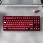 Premium doubleshot Maguro Tuna PBT Keycaps displayed, showcasing the iconic red, white, and black sushi artistry for a high-quality keyboard aesthetic.