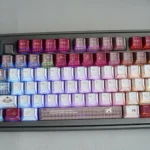 Whimsical Milky Bear PBT keycaps showcasing translucent legends and captivating light effects from various angles.