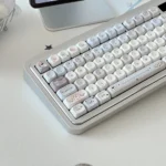 Detailed views of the Star Plaid MOA PBT keycaps, highlighting their unique uniform profile, durable PBT material, and crisp dye-sublimated.