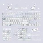 Star Plaid MOA PBT Keycaps set. Multiple views reveal the unique uniform MOA profile, durable PBT, and crisp dye-sub celestial patterns.