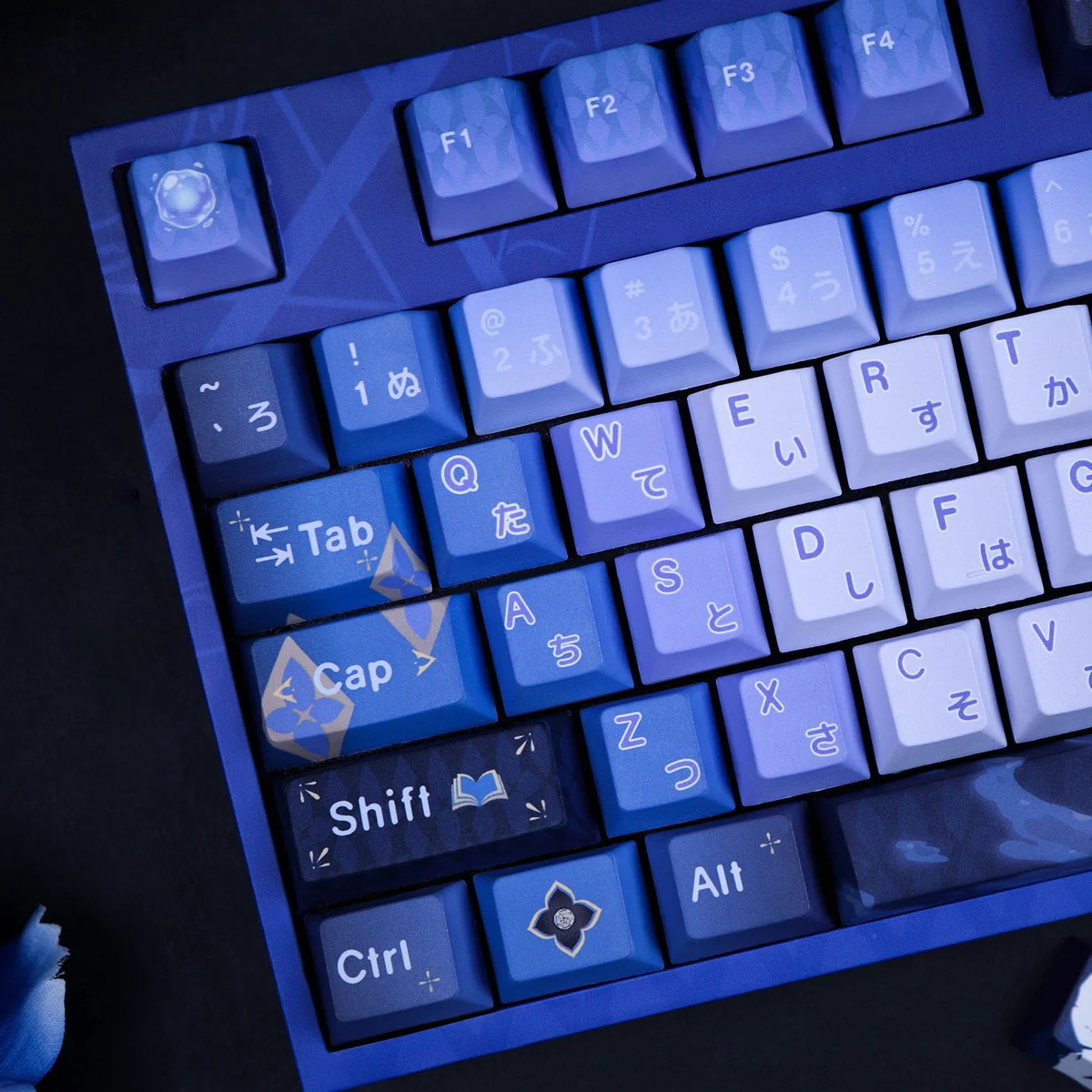 Mushoku Tensei Roxy Migurdia Migurdia anime keycaps. Exclusive, vibrant art set for mechanical keyboards, featuring fantasy designs from various angles.