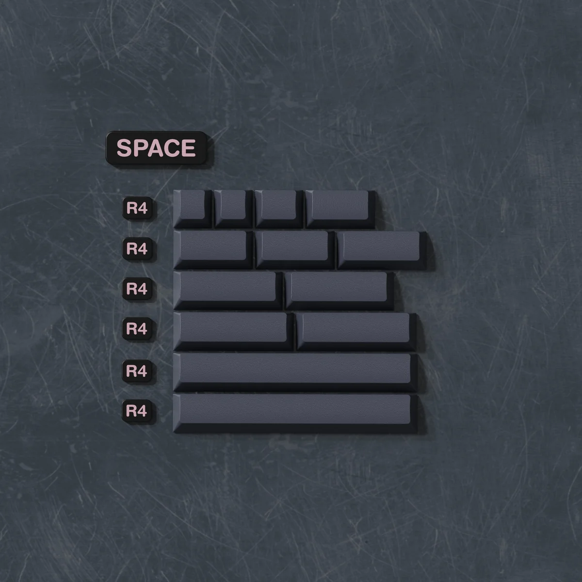 Premium Night Sakura R2 double-shot ABS keycaps, shown from various angles. The elegant Japanese moonlight cherry blossom design.