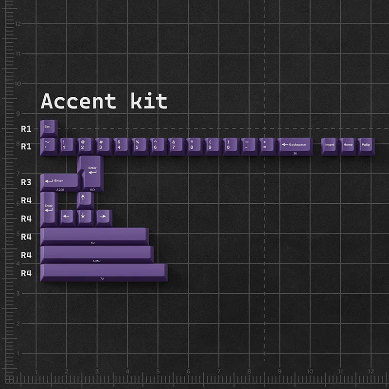 Office Love Keycaps retro PBT dye-sub spacebar, featuring sophisticated grey, white, and purple, for a premium vintage office aesthetic.